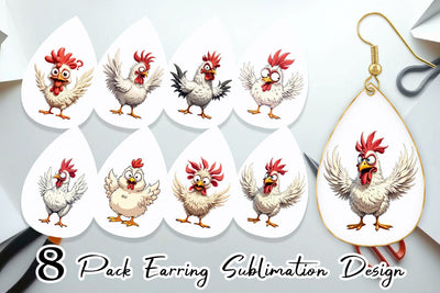 Earring Expressive Chicken Sublimation artnoy 
