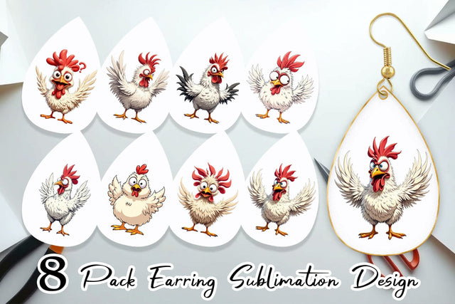 Earring Expressive Chicken Sublimation artnoy 