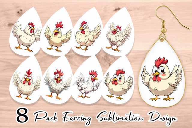 Earring Expressive Chicken Sublimation artnoy 
