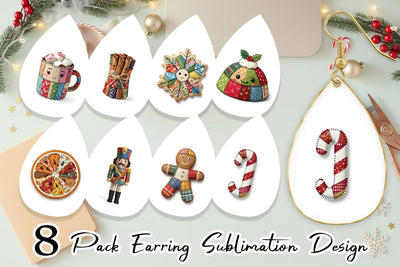 Earring Fabric Christmas Treat Patchwork Sublimation artnoy 