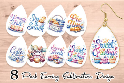 Earring Fall Bakery & Coffee Quotes Sublimation artnoy 