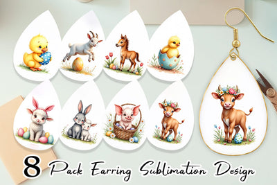 Earring Farmhouse Baby Animals Sublimation artnoy 
