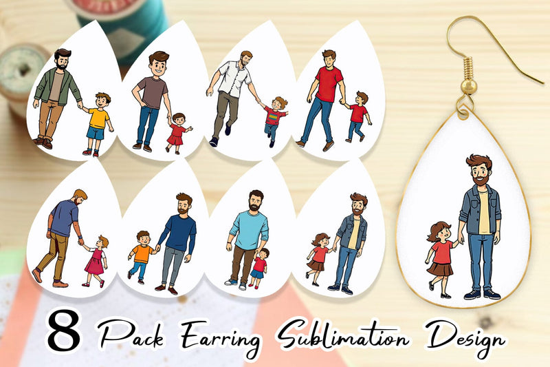 Earring Father and Child Sublimation artnoy 