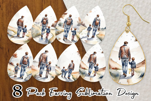 Earring Father Day Watercolor Sublimation artnoy 