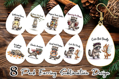 Earring Feral Raccoon Chaotic Whimsigoth Sublimation artnoy 