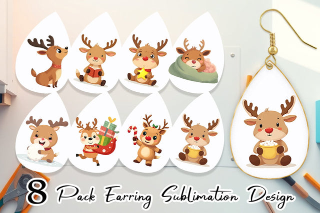 Earring Festive Baby Rudolf Sublimation artnoy 