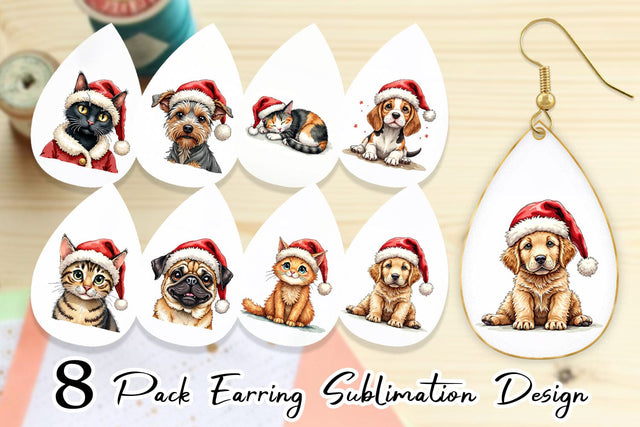 Earring Festive Furry Friends Sublimation artnoy 