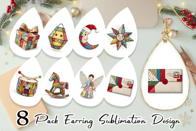 Earring Festive Handcrafted Patchwork Sublimation artnoy 