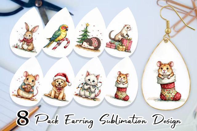 Earring Festive Patchwork Pets Sublimation artnoy 