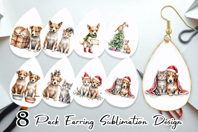 Earring Festive Pets Sublimation artnoy 