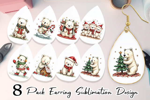 Earring Festive Polar Wonders Sublimation artnoy 