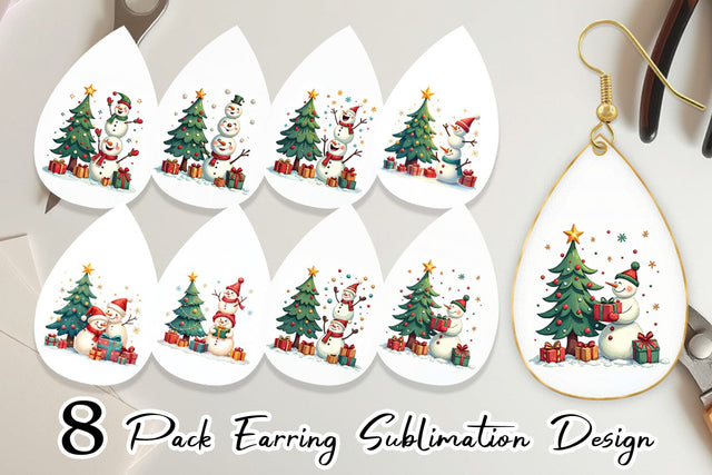 Earring Festive Winter Whimsy Sublimation artnoy 
