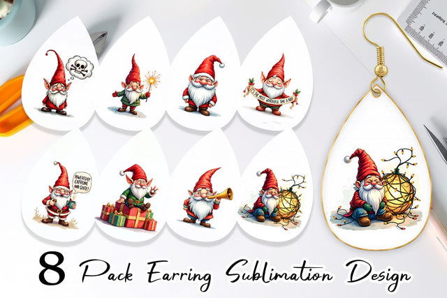 Earring Festively Jaded: Cynical Gnome Sublimation artnoy 