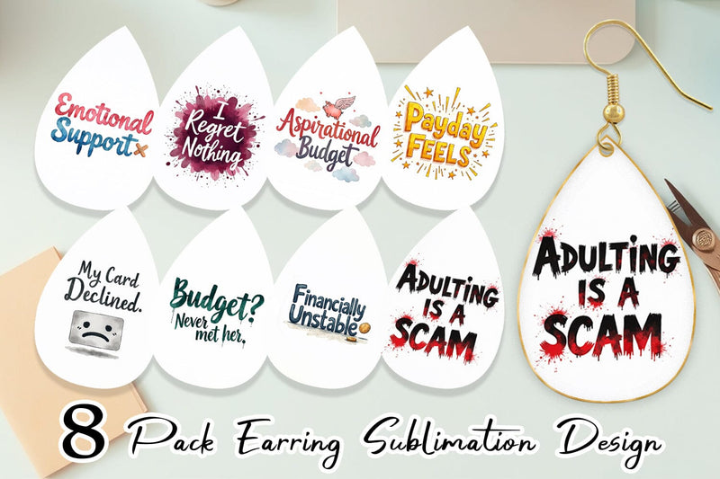 Earring Financially Questionable Humor Sublimation artnoy 