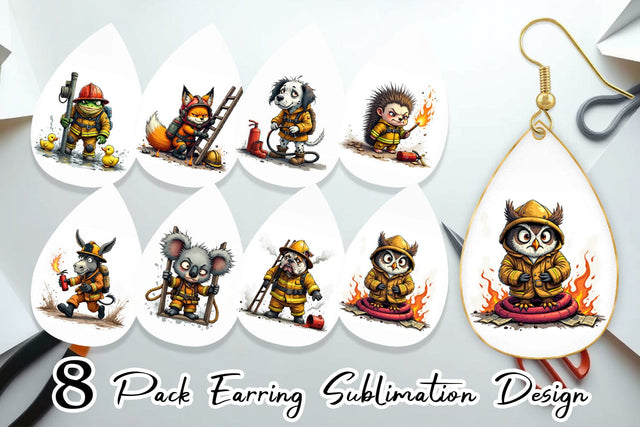 Earring Firefighter Chaos Critters Sublimation artnoy 