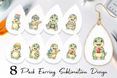Earring First Day School Dino Watercolor Sublimation artnoy 