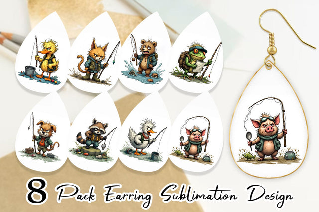 Earring Fishing Grumps Sublimation artnoy 