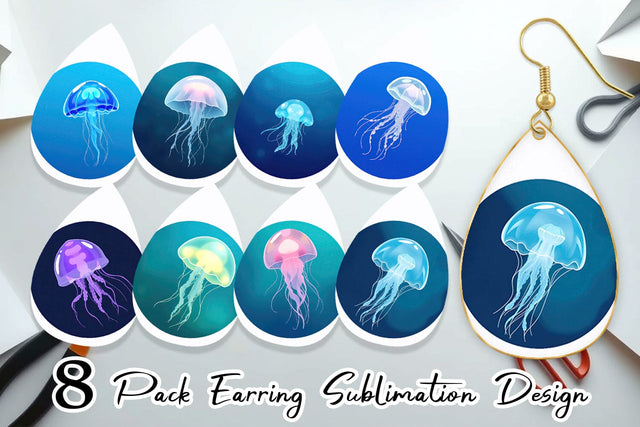 Earring Floating Jellyfish Sublimation artnoy 