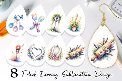 Earring Floral Kitchen Tools Decor Sublimation artnoy 