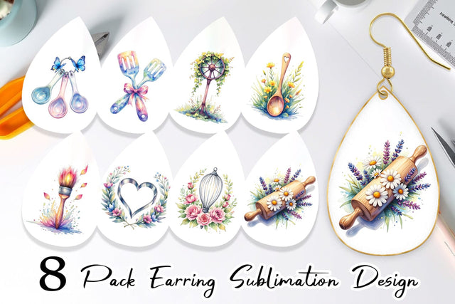 Earring Floral Kitchen Tools Decor Sublimation artnoy 