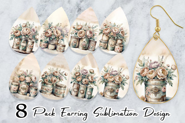 Earring Floral Metal Tin Sublimation artnoy 
