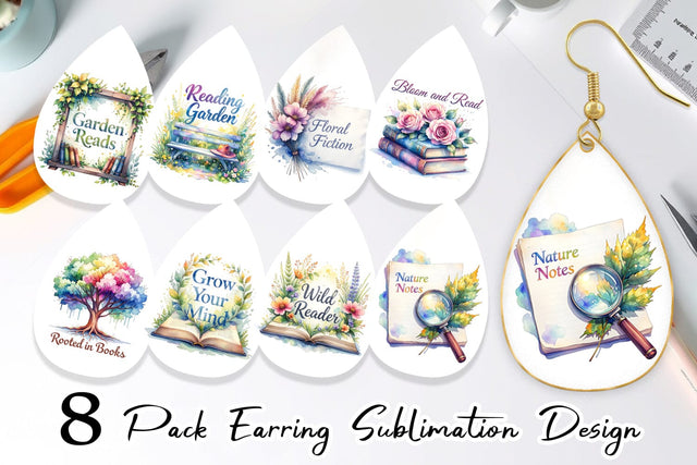 Earring Floral Reading Quotes Sublimation artnoy 