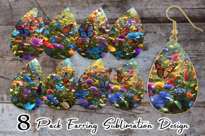 Earring Flower and Butterfly Sublimation artnoy 