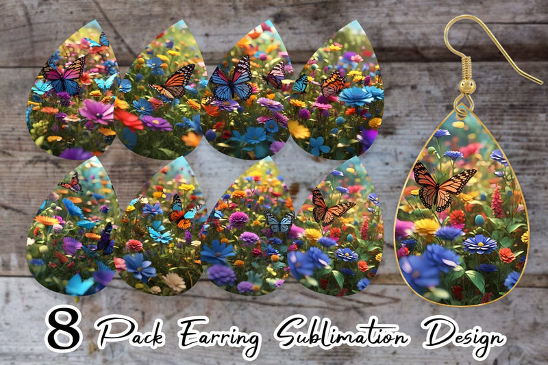 Earring Flower and Butterfly Sublimation artnoy 