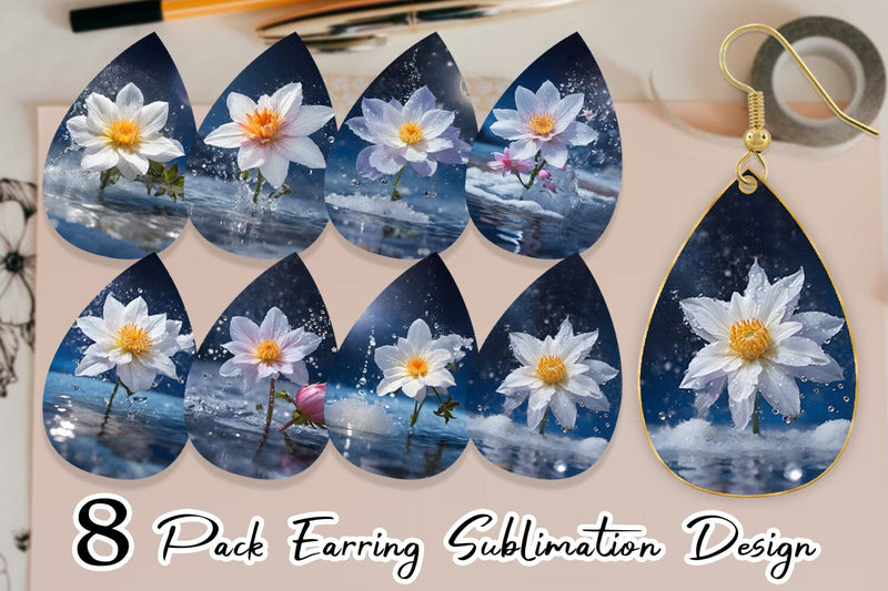 Earring Flower and Water Sublimation artnoy 