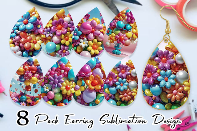 Earring Flower Balloon Sublimation artnoy 