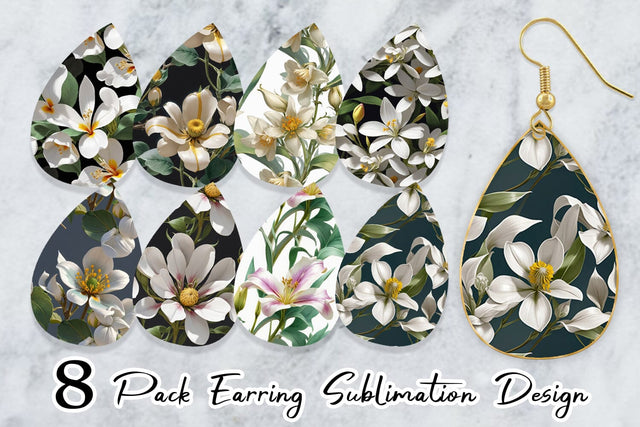 Earring Flower Pattern Sublimation artnoy 
