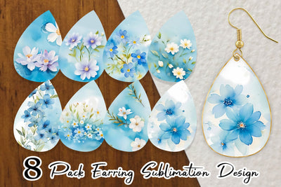 Earring Flower Pattern Watercolor Sublimation artnoy 