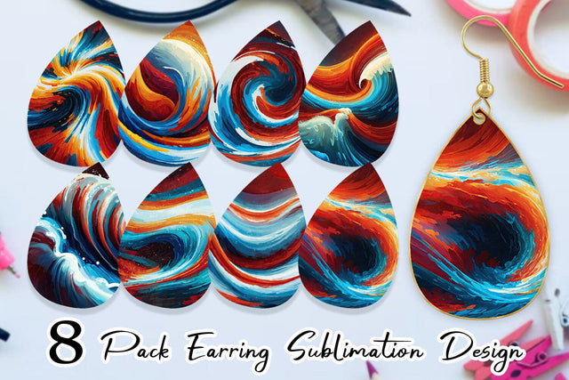 Earring Flowing Liquid Paint Sublimation artnoy 