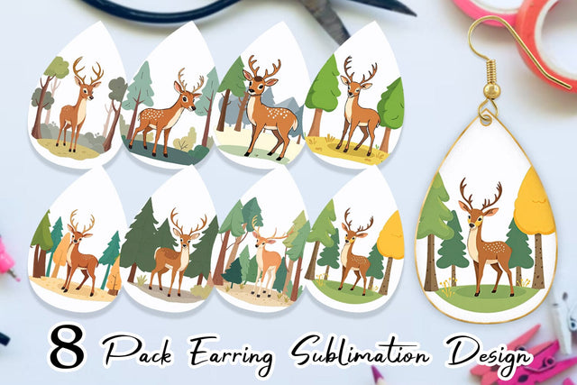 Earring Forest Deer Sublimation artnoy 