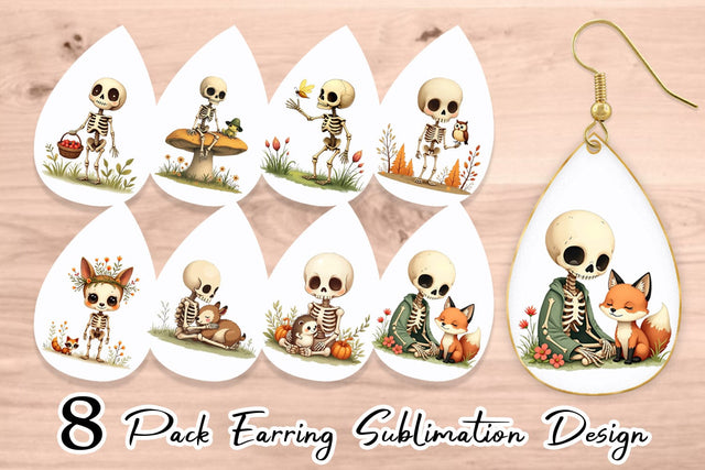 Earring Forest Familiar Skeletons Sublimation artnoy 