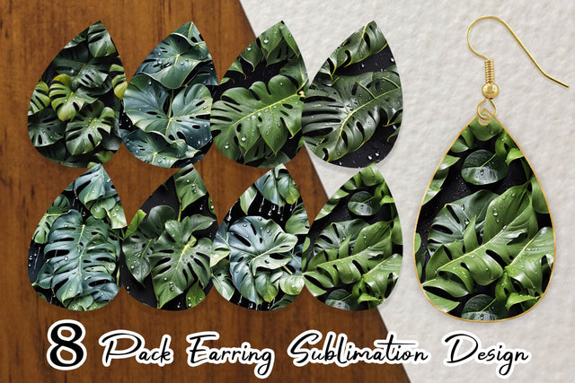 Earring Forest Leaves Pattern Sublimation artnoy 