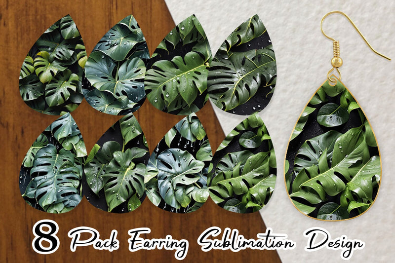 Earring Forest Leaves Pattern Sublimation artnoy 