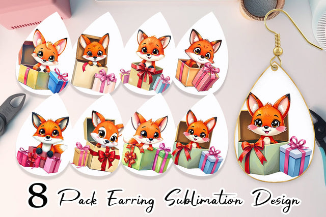 Earring Fox Gift Sublimation artnoy 