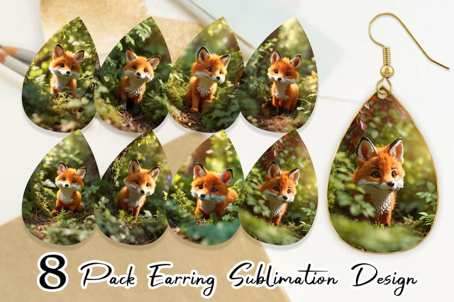 Earring Fox in Summer Forest Sublimation artnoy 