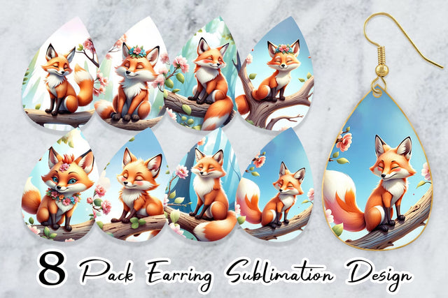 Earring Fox on Branch Sublimation artnoy 