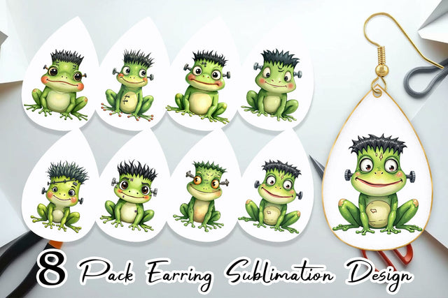 Earring Frankenstein Frog Sublimation artnoy 