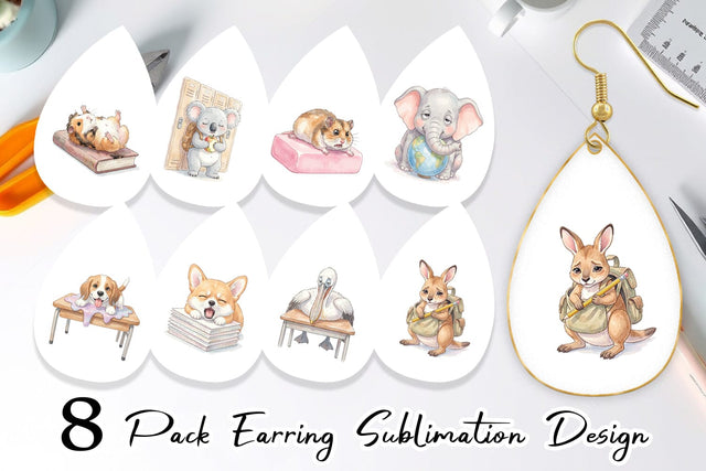 Earring Friday Burnout Animal Watercolor Sublimation artnoy 