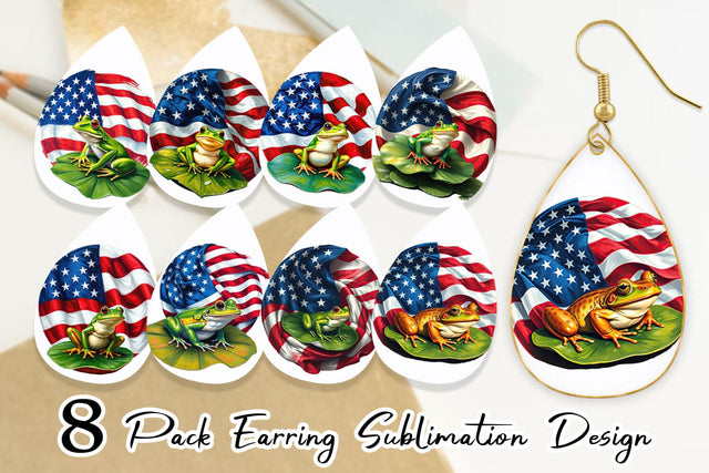 Earring Frog 4th of July Sublimation artnoy 