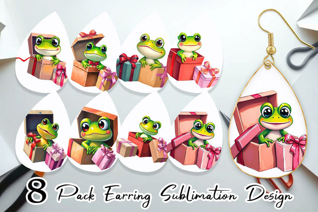 Earring Frog Gift Sublimation artnoy 