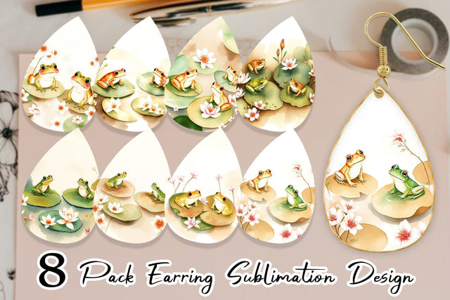Earring Frog with Lily Pads Sublimation artnoy 