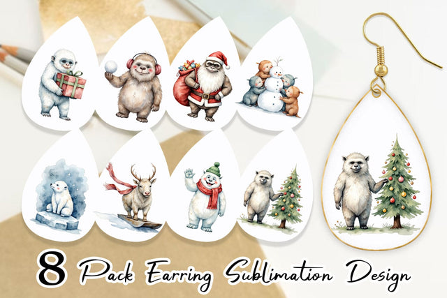 Earring Frosty Yeti Friends Sublimation artnoy 