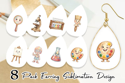 Earring Funky Art Science Mascot Watercolor Sublimation artnoy 