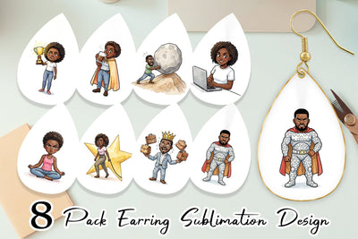 Earring Funny Black Excellence Sublimation artnoy 