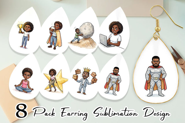 Earring Funny Black Excellence Sublimation artnoy 