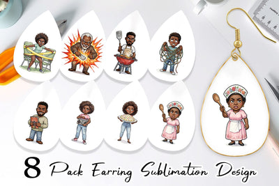 Earring Funny Black Family Cookout Sublimation artnoy 